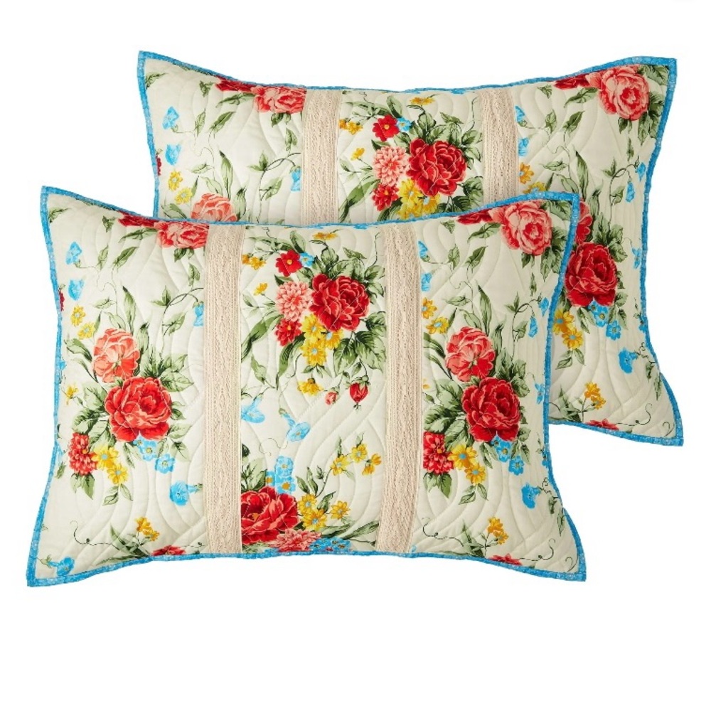 The Pioneer Woman Red and Blue Floral Pillows